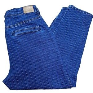 AE cropped pin stripe denim pants mom jean 8 short